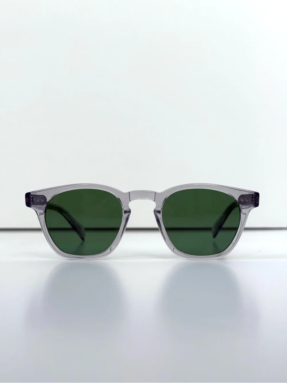 Allyn Scura Legend Sunglasses Grey Smoke 47mm Frame Green Lenses Made In Japan